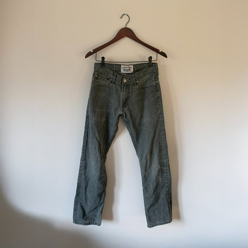 Gray Faded Levi's Signature Slim Straight Denim Jeans